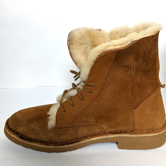 UGG Quincy UGG-plush Faux Shearling Lined Combat Mini Boots - Picture 7 of 15